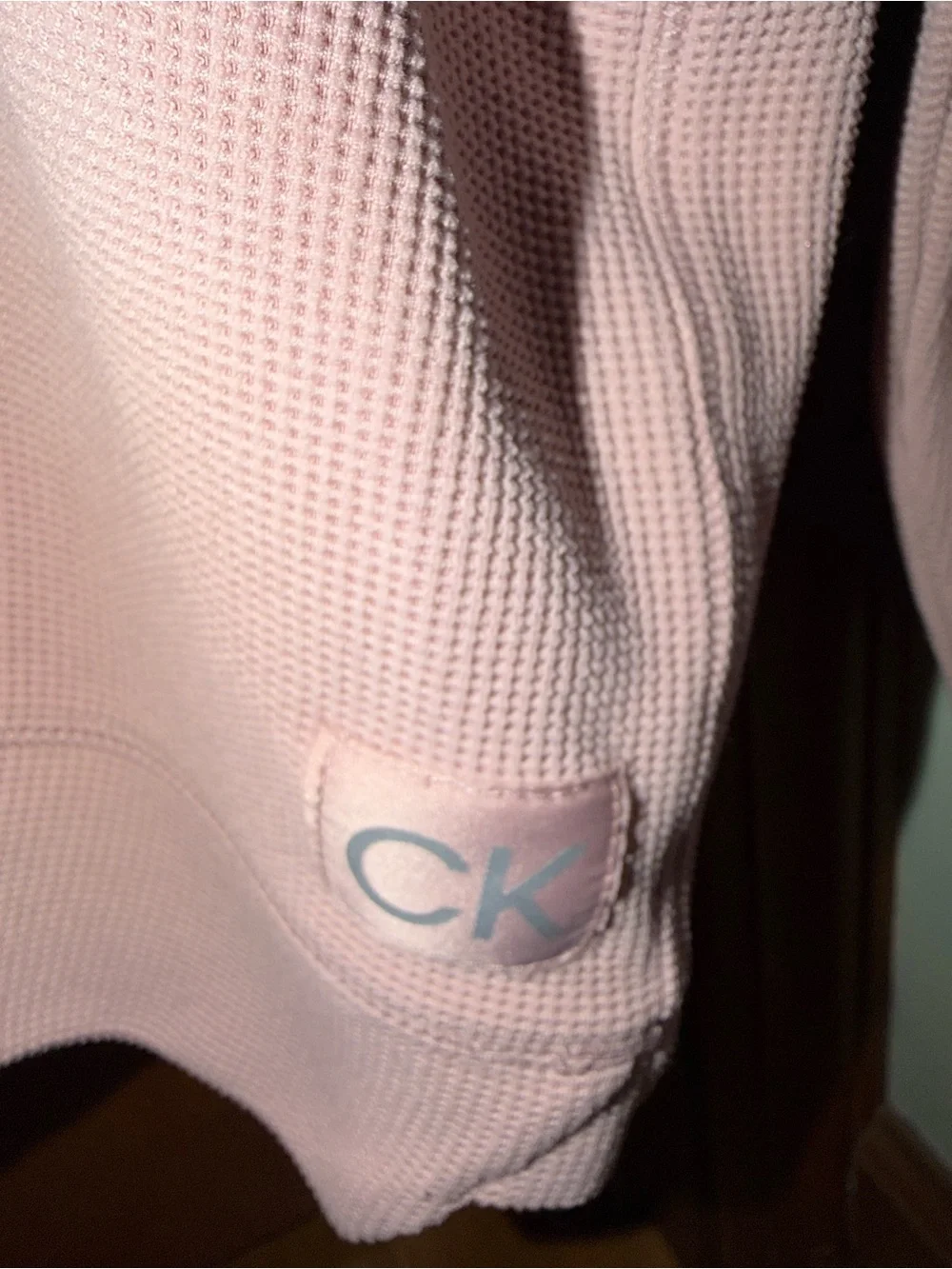 Calvin Klein Performance Dusty Rose Waffle-Knit Hooded Top - Picture 2 of 5